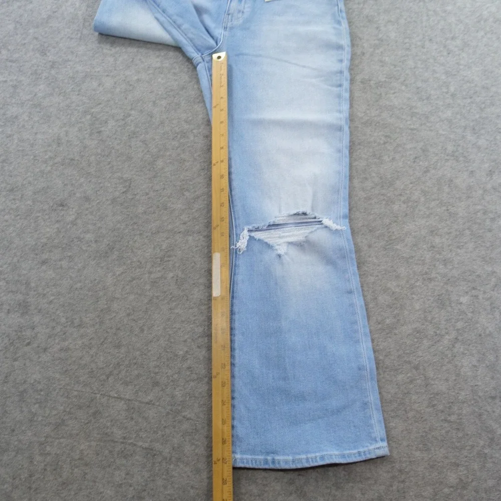 Rollas Dusters Jeans Womens 30 Blue Bootcut Crop High Rise Distressed Light New